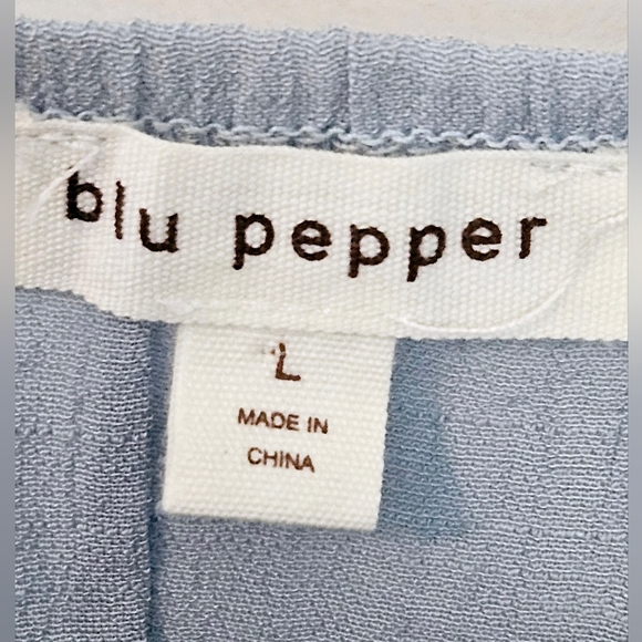 Blu Pepper Sky Blue Elastic Tank Top Women’s Embroidery Size Large - Picture 5 of 12